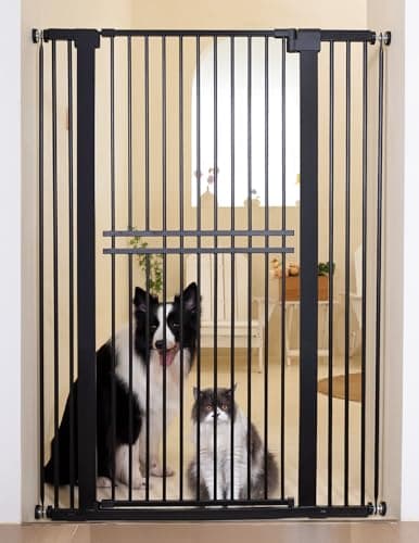 No Pawblems 55" Extra Tall Pet Gate for Cat/Dog, 29-40" Wide Auto Close Tall Dog Gate for Doorways/Hallways, 1.37" Ultra Narrow…