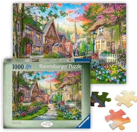 Ravensburger Church Lane - 1000 Piece Jigsaw Puzzle - Charming English Village Church - Bright, Peaceful…