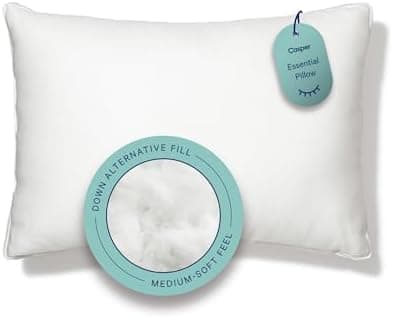Casper Sleep Essential Pillow, Standard Size – Medium Soft Feel, Down-Alternative Fill, Supports Side, Back &…