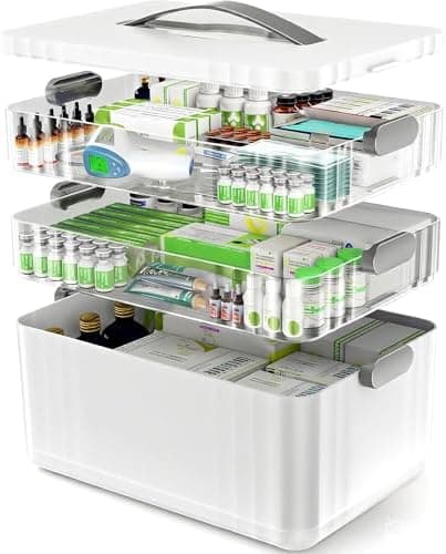 ARSTPEOE 3-Tier Medicine Organizer - Portable Medicine Cabinet with Plastic Handle, Multipurpose Medical Box…