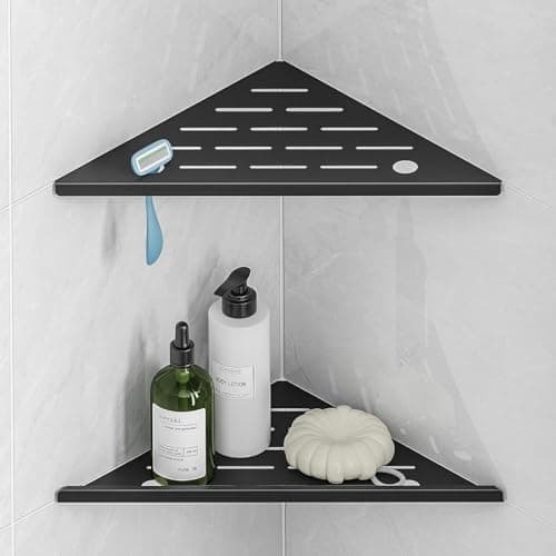 Corner Shower Shelves with Razor Hole, Modern Sturdy Shower Shelves Corner, 10" 304 Stainless Steel Shower…