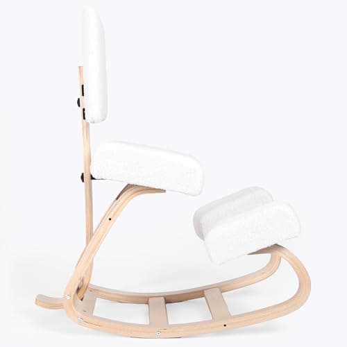 Sleekform East Austin Ergonomic Kneeling Chair with Back Support - Boucle and Wood Ergo Stool for Desk - Best…