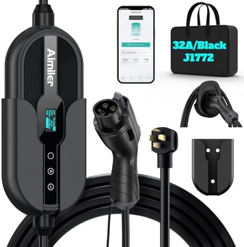 AIMILER Level 2 Electric Vehicle (EV) Charger(WIFI APP/Plug-play), 32A, 25ft Cable ETL Certified, 220V-240V…