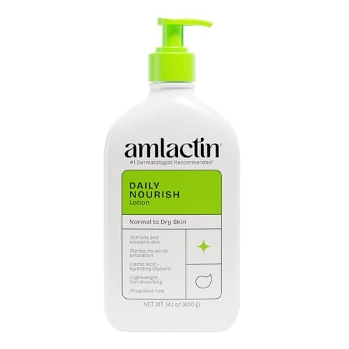 AmLactin Daily Nourish Therapeutic Body Lotion for Dry Skin - No-Scrub Exfoliator and Moisturizer 12% Lactic…