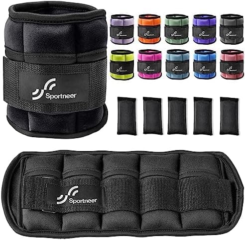 Sportneer Adjustable Ankle Weights Set - 1 Pair (2-10 lbs) Removable Sandbags for Women & Men, Comfortable…